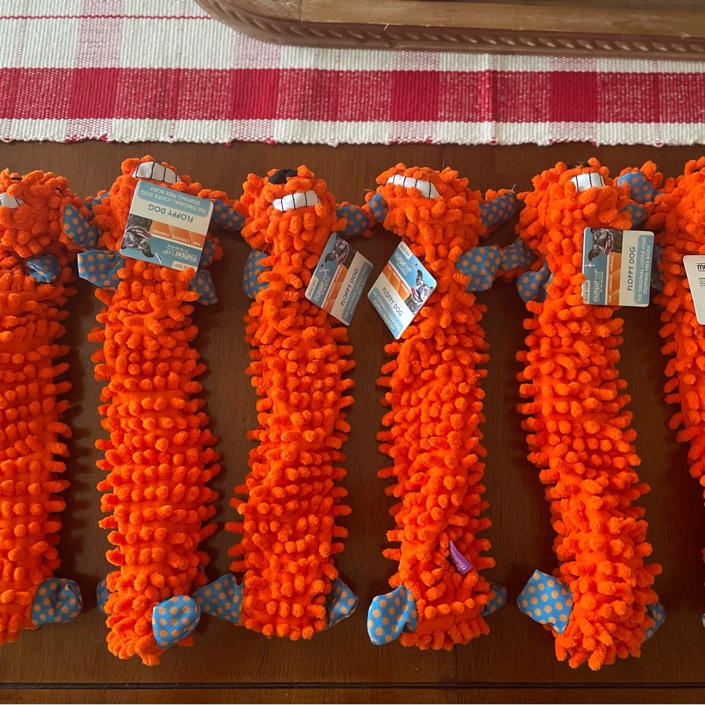 Lot of 6 Floppy Dog Stuffing Free Squeaker Toy